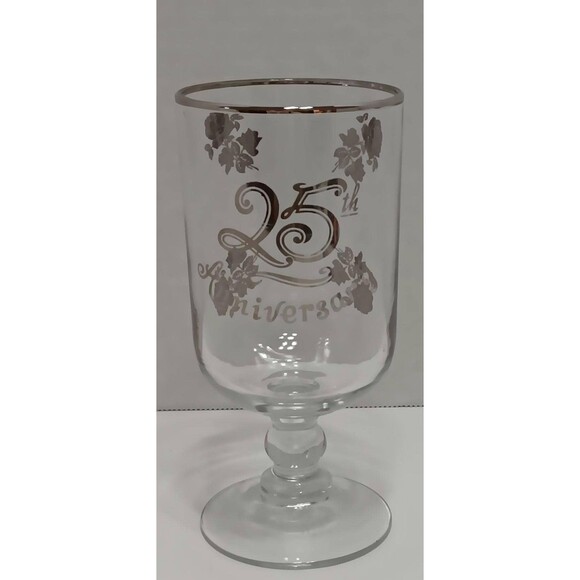 Vintage 25th Anniversary Silver Rim Goblet – Commemorative Glass Keepsake - Picture 4 of 4